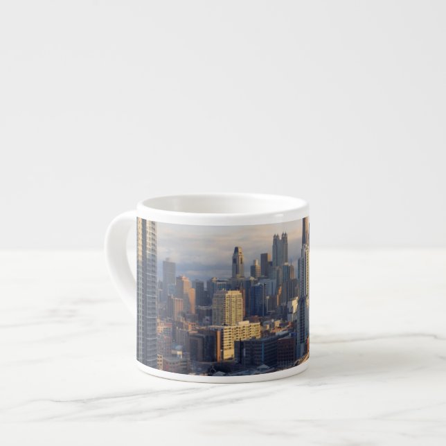 View of cityscape with fantastic light espresso cup (Front Left)