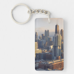View of cityscape with fantastic light key ring