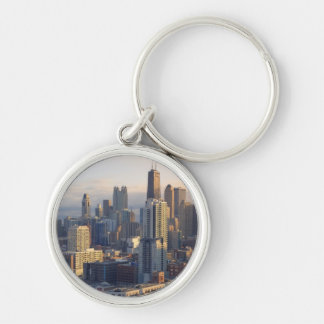 View of cityscape with fantastic light key ring