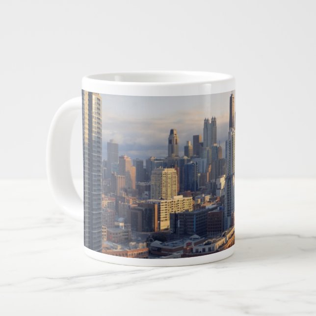 View of cityscape with fantastic light large coffee mug (Front Left)