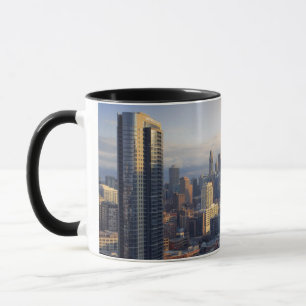 View of cityscape with fantastic light mug