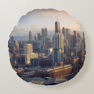 View of cityscape with fantastic light round cushion