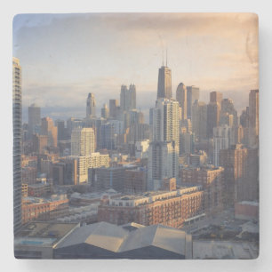 View of cityscape with fantastic light stone coaster