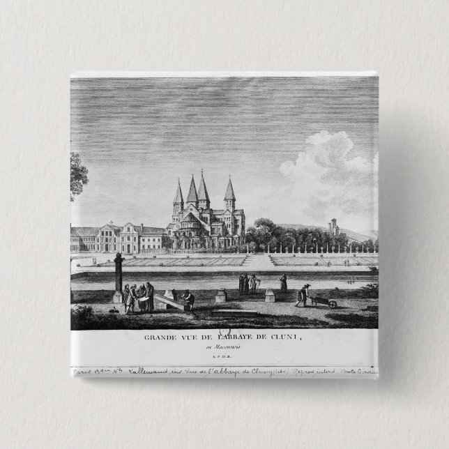 View of Cluny Abbey 15 Cm Square Badge (Front)