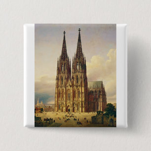 View of Cologne Cathedral Gothic majesty 15 Cm Square Badge