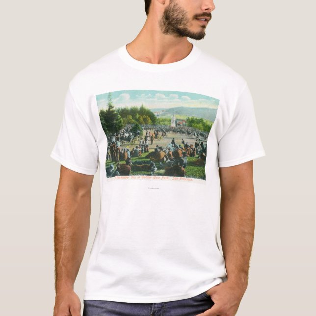 View of Crowds at Golden Gate Park in December T-Shirt (Front)
