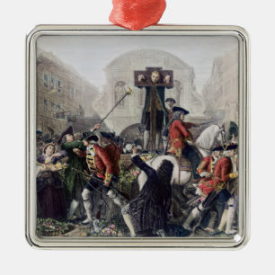 View of Daniel Defoe in the pillory at Temple Bar Metal Ornament