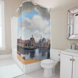 View of Delft, Johannes Vermeer Shower Curtain