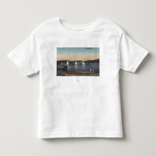 View of Dock, Lake, & Sailboats Toddler T-Shirt