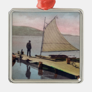 View of Docked Sailboat at Utah LakeProvo, UT Metal Ornament