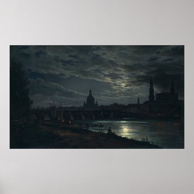 View of Dresden by Moonlight Poster (Front)