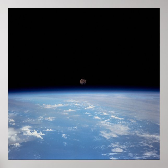 View of Earth and Moon from Shuttle Discovery Poster (Front)