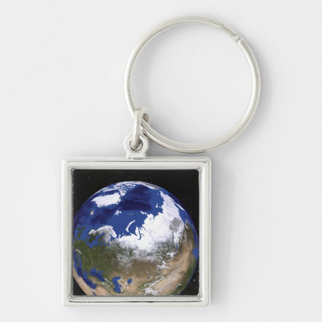 View of Earth showing the Arctic region Key Ring (Front)