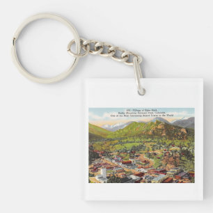 View of Estes Park Colorado Vintage Key Ring