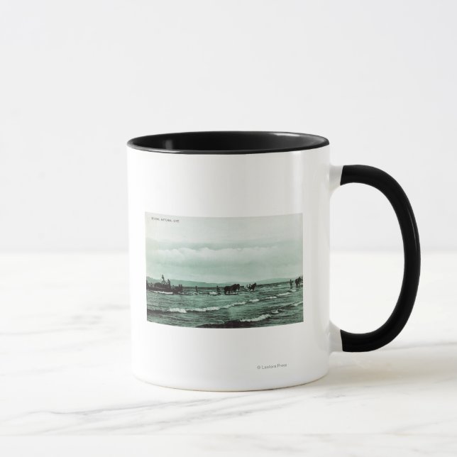 View of Fishermen Seine Fishing, Horse Carts Mug (Right)