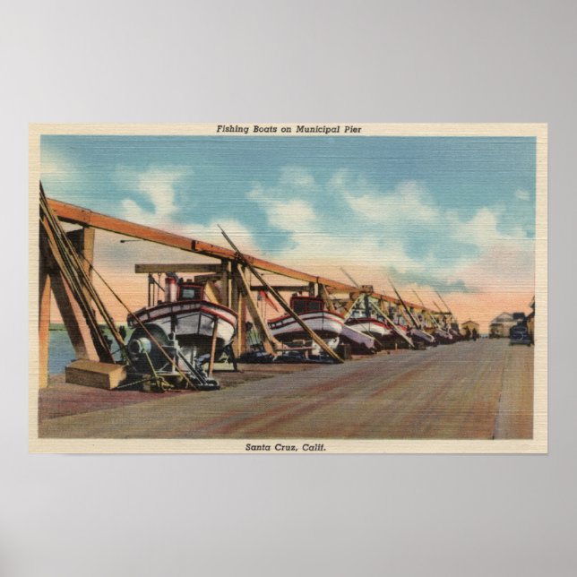 View of Fishing Boats on Municipal Pier Poster (Front)