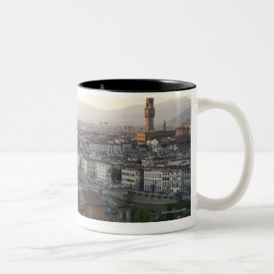 view of Florence from overlook of city showing Two-Tone Coffee Mug