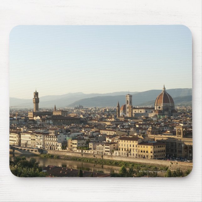 view of florence with Arno River, Duomo, Ponte Mouse Pad (Front)