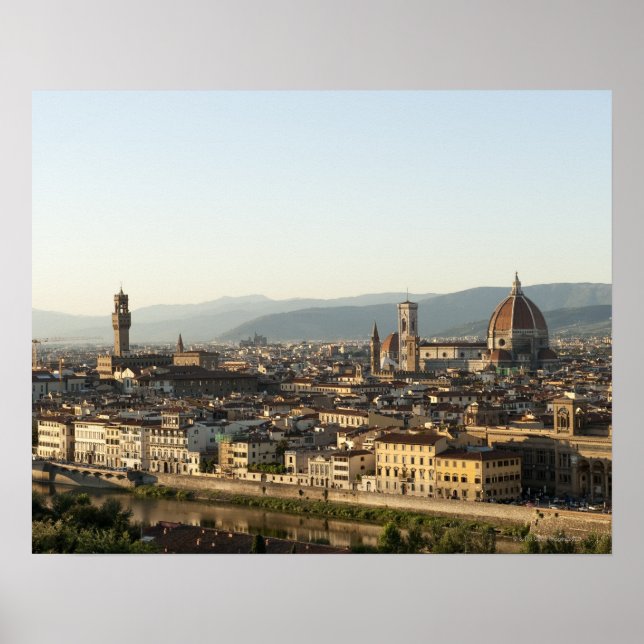 view of florence with Arno River, Duomo, Ponte Poster (Front)
