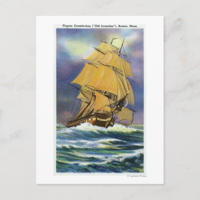 View of Frigate Constitution, Old Ironsides Postcard (Front)