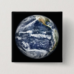 View of Full Earth centred over the Pacific Oc 15 Cm Square Badge