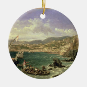View of Genoa, 1854 (oil on canvas) Ceramic Tree Decoration