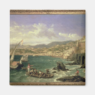 View of Genoa, 1854 (oil on canvas) Magnet
