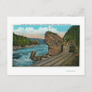 View of Giant Rock and Trolley Line through Postcard