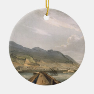 View of Gibraltar, engraved by Thomas Sutherland f Ceramic Ornament