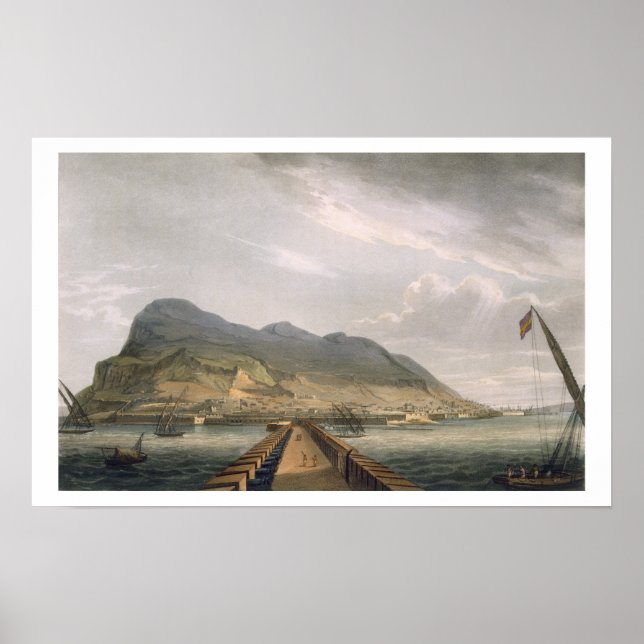 View of Gibraltar, engraved by Thomas Sutherland f Poster (Front)