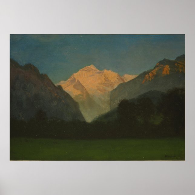 View of Glacier Park or Sunset on Peak Poster (Front)