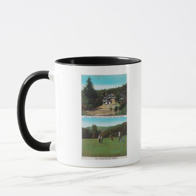 View of Golf Course, Croquet Grounds, Cottages Mug (Left)
