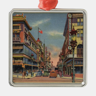 View of Grant Avenue, Chinatown Metal Tree Decoration