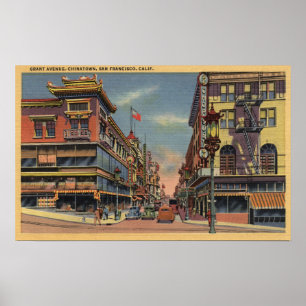 View of Grant Avenue, Chinatown Poster