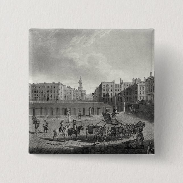 View of Hanover Square, engraved by Robert Pollard 15 Cm Square Badge (Front)