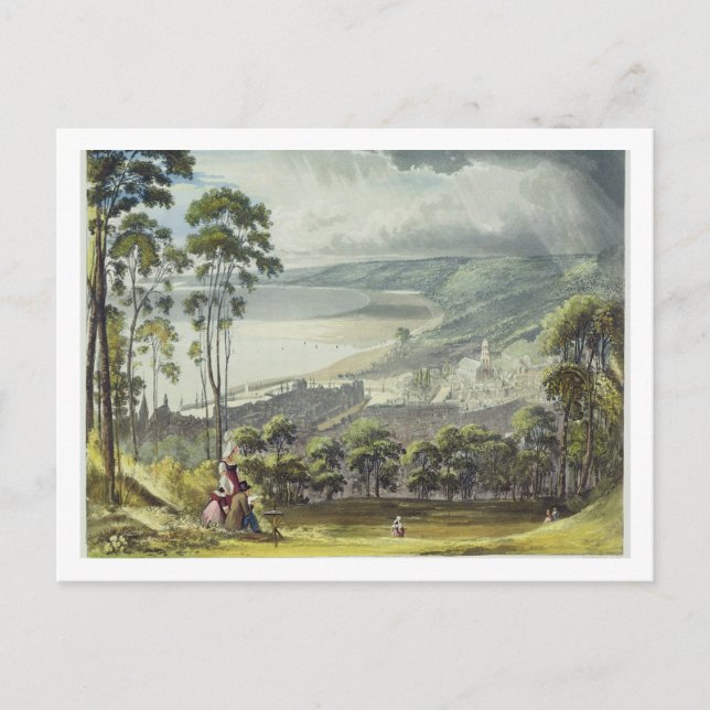 View of Honfleur, from 'Views on the Seine', engra Postcard (Front)