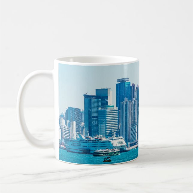 View of Hong Kong harbour at day time. asia,asian, Coffee Mug (Left)