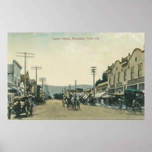 View of Horse Carriages on Castro Street Poster