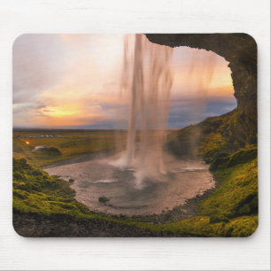 View of Iceland Seljalandsfoss Waterfall Mouse Pad