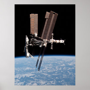 View of International Space Station and Endeavour Poster