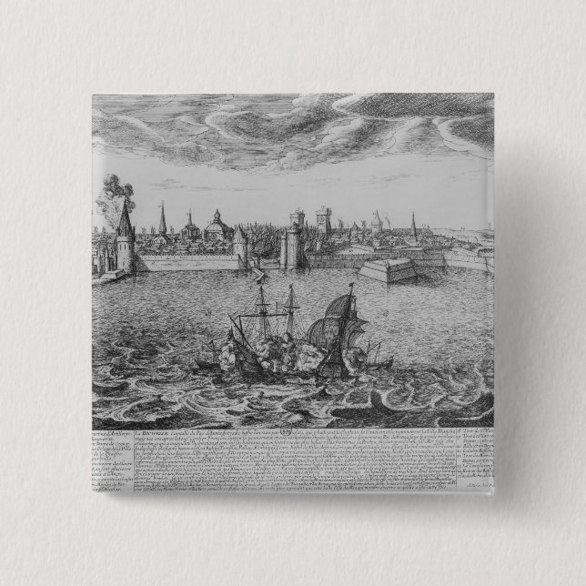 View of La Rochelle 15 Cm Square Badge (Front)