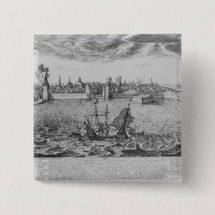View of La Rochelle 15 Cm Square Badge