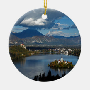 View of Lake Bled from Ojstrica Ceramic Ornament