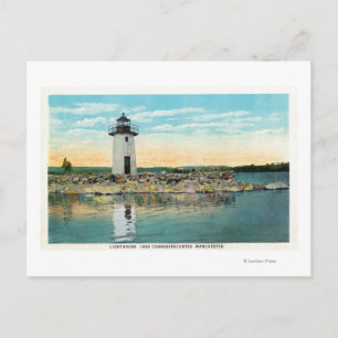 View of Lake Cobbosseecontee and the Lighthouse Postcard