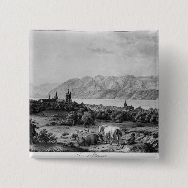 View of Lausanne 15 Cm Square Badge (Front)