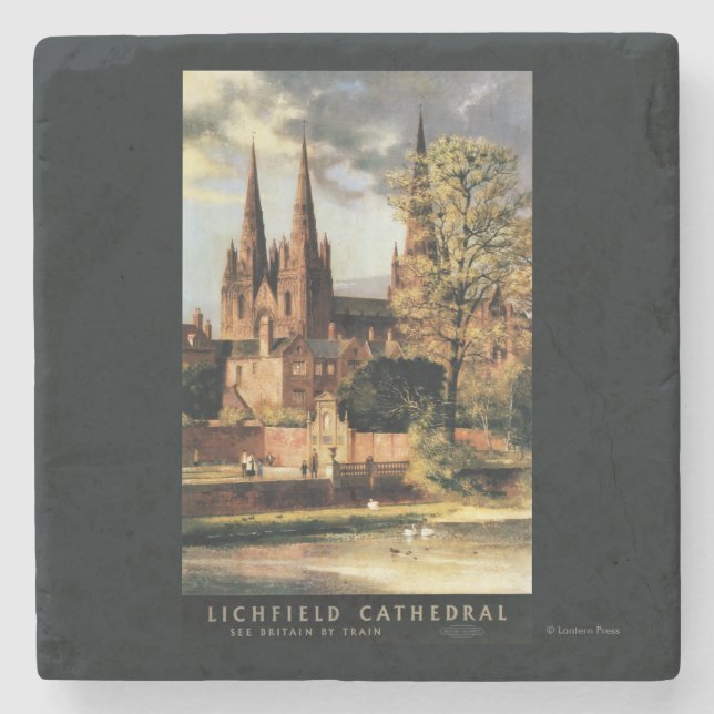 View of Lichfield Cathedral Stone Coaster (Front)