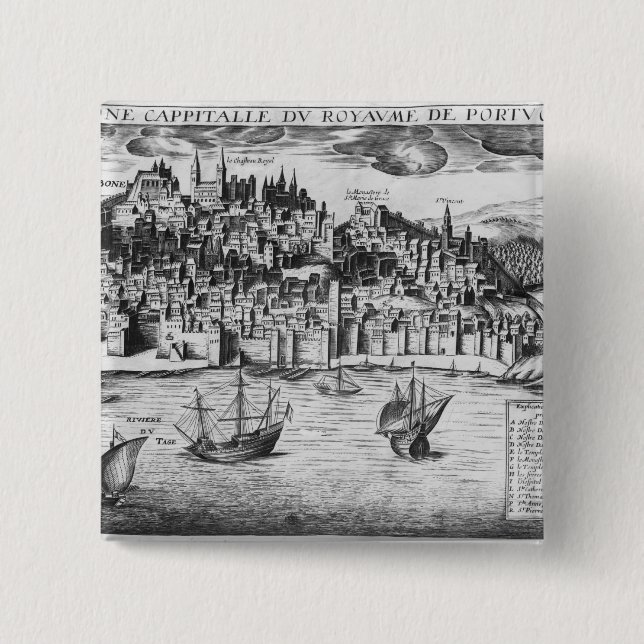 View of Lisbon 15 Cm Square Badge (Front)