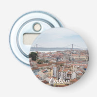 View of Lisbon old town and 25th of April Bridge
