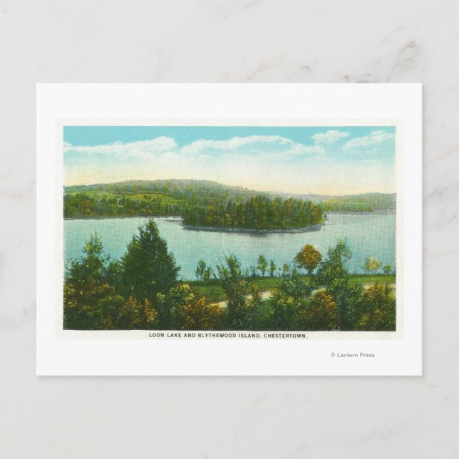 View of Loon Lake and Blythewood Island Postcard (Front)