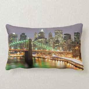 View of Lower Manhattan and the Brooklyn Bridge Lumbar Cushion